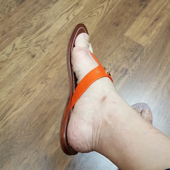 Tory Burch Orange Thong Sandals Flat sz8M - Picture 7 of 8